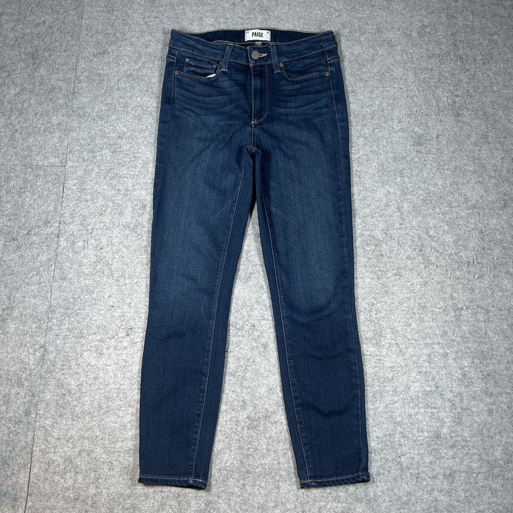 Paige Hoxton Crop Denim Jeans Womens 27(26x24) Dark Blue Wash Skinny Stretch